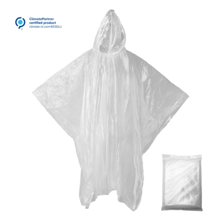 Transparenter Bio Regenponcho HANS kompostierbar nach EN 13432 für Events und Promotion