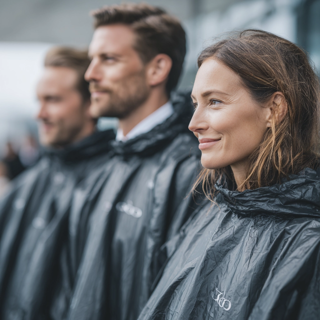 Nachhaltige Regenponchos mit Logo bei Events und Promotion
